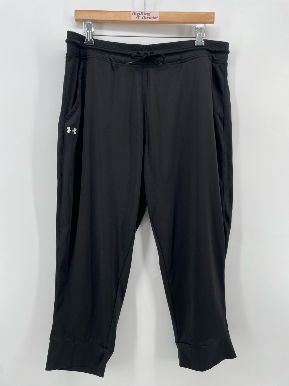 Under Armour Women’s Athletic Jogger Pants Black Loose Fit HeatGear XL